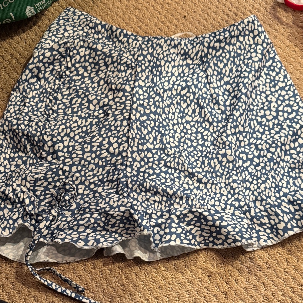 SHEIN Blue and White Mini Skirt